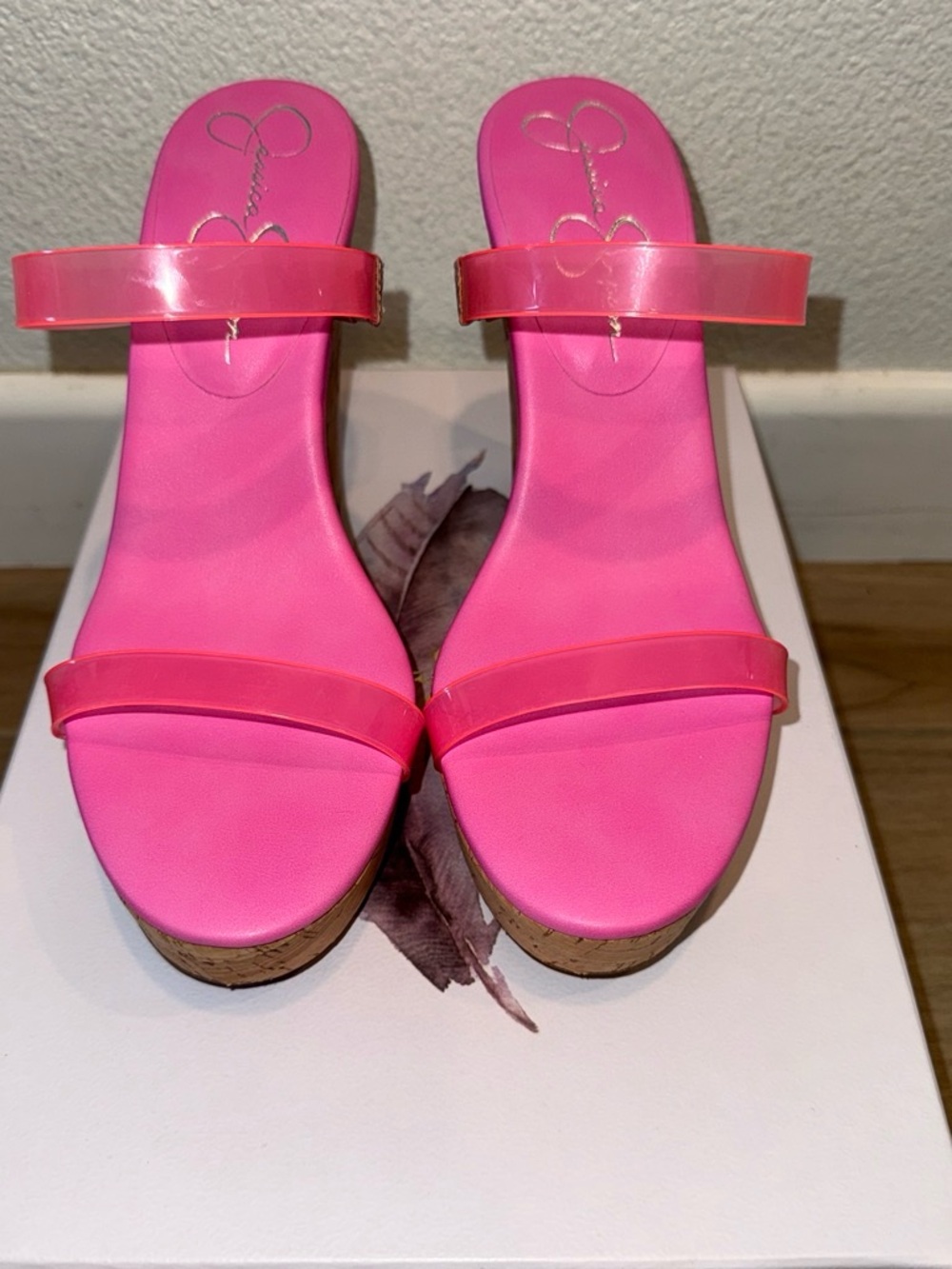 Jessica Simpson Hot Pink Wedge Slide Sandals